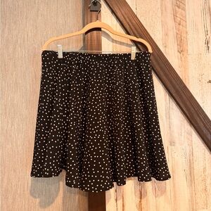 SHEIN Black Skater Skirt with White Polka Dots